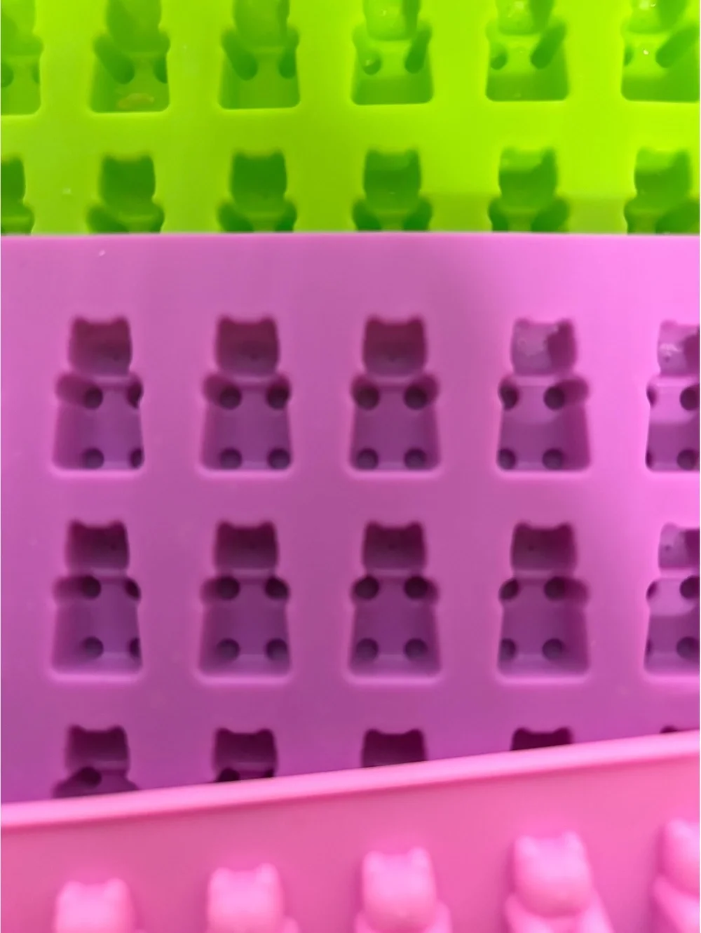 Set of 4 Silicone Gummy Bear Candy Molds with Droppers